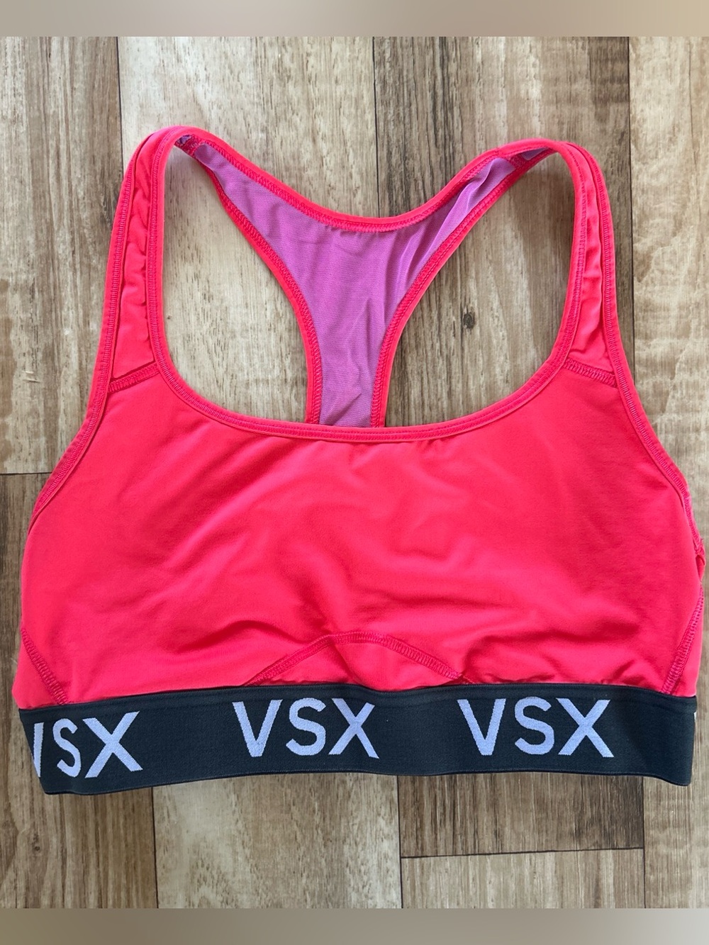 VSX Bright Pink Racerback Sports Bra with Black Branded Band size L